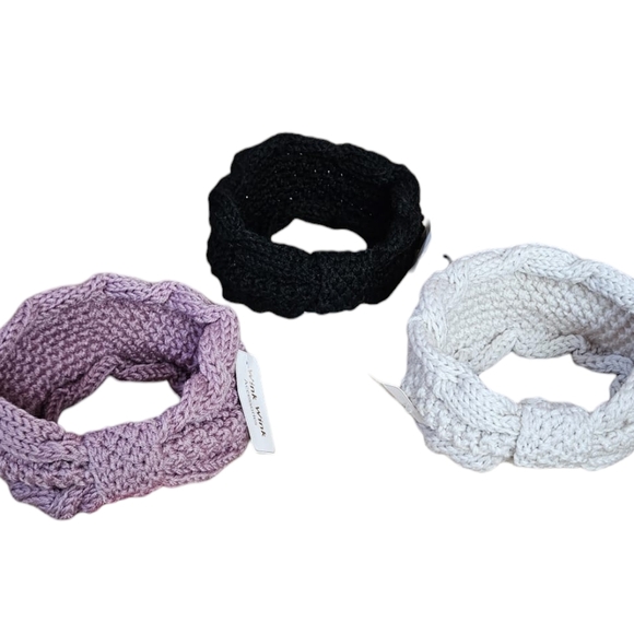 3 Piece Set Headband Women's Hair Wrap Ear Warmer Winter Ivory Tan Black New - Picture 8 of 9